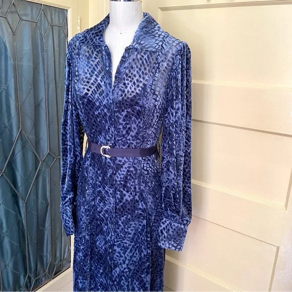 💔SOLD $890 Ulla Johnson Thalia Blue Velvet Shirt Dress Size 2 NWT - Picture 7 of 16
